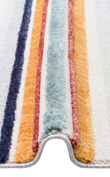 Antiallergic Modern Scandinavian Carpet with Colorful Soft Textured Ethnic Knitted Patterns