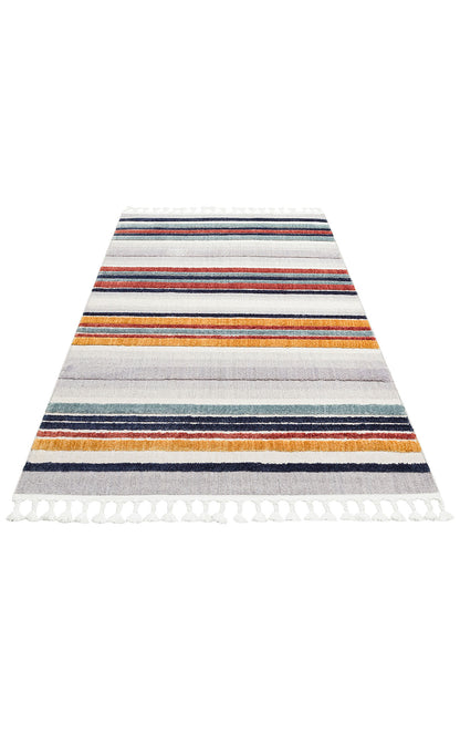 Antiallergic Modern Scandinavian Carpet with Colorful Soft Textured Ethnic Knitted Patterns