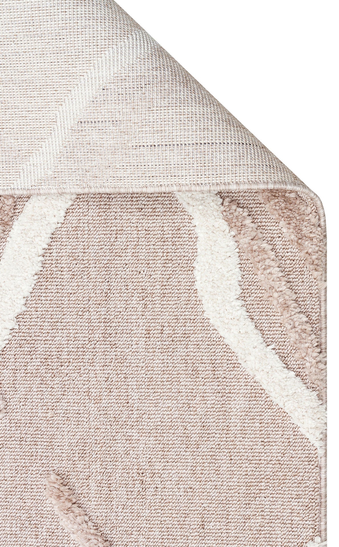 Beige White Soft Textured Antiallergic Modern Scandinavian Carpet with Ethnic Knitted Patterns