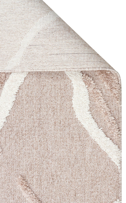 Beige White Soft Textured Antiallergic Modern Scandinavian Carpet with Ethnic Knitted Patterns