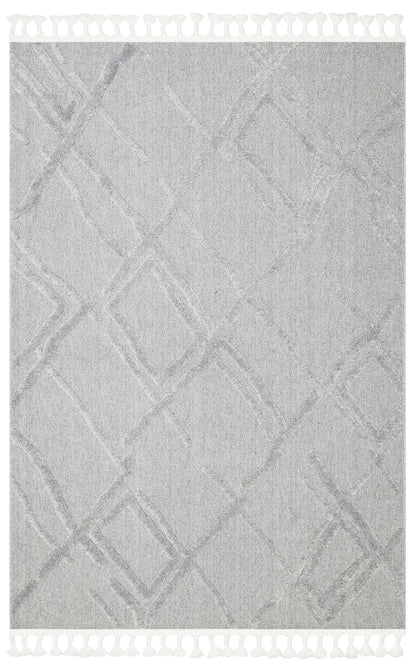 Gray Soft Textured Antiallergic Modern Scandinavian Carpet with Ethnic Knitted Patterns