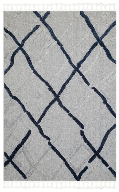 Gray Soft Textured Antiallergic Modern Scandinavian Carpet with Ethnic Knitted Patterns