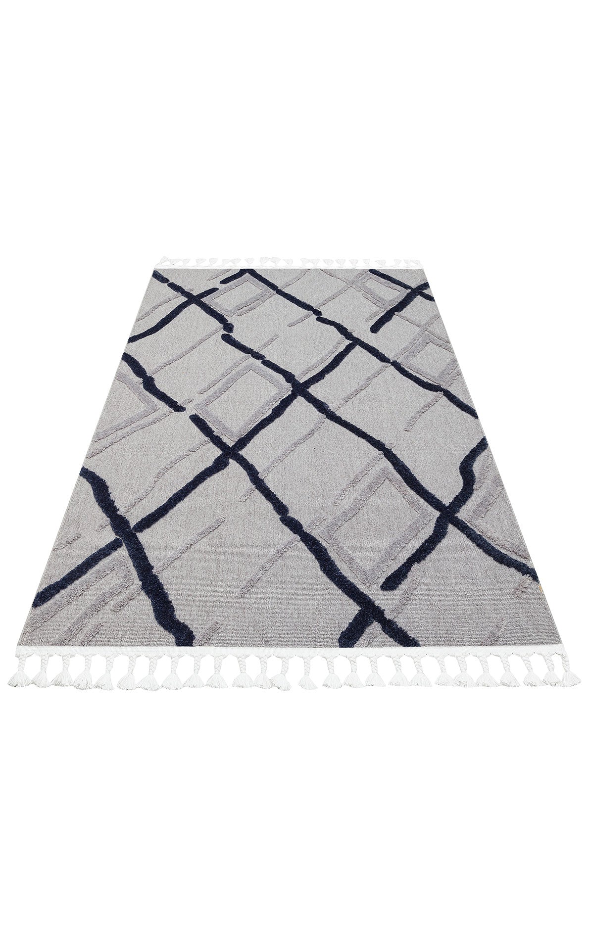 Gray Soft Textured Antiallergic Modern Scandinavian Carpet with Ethnic Knitted Patterns