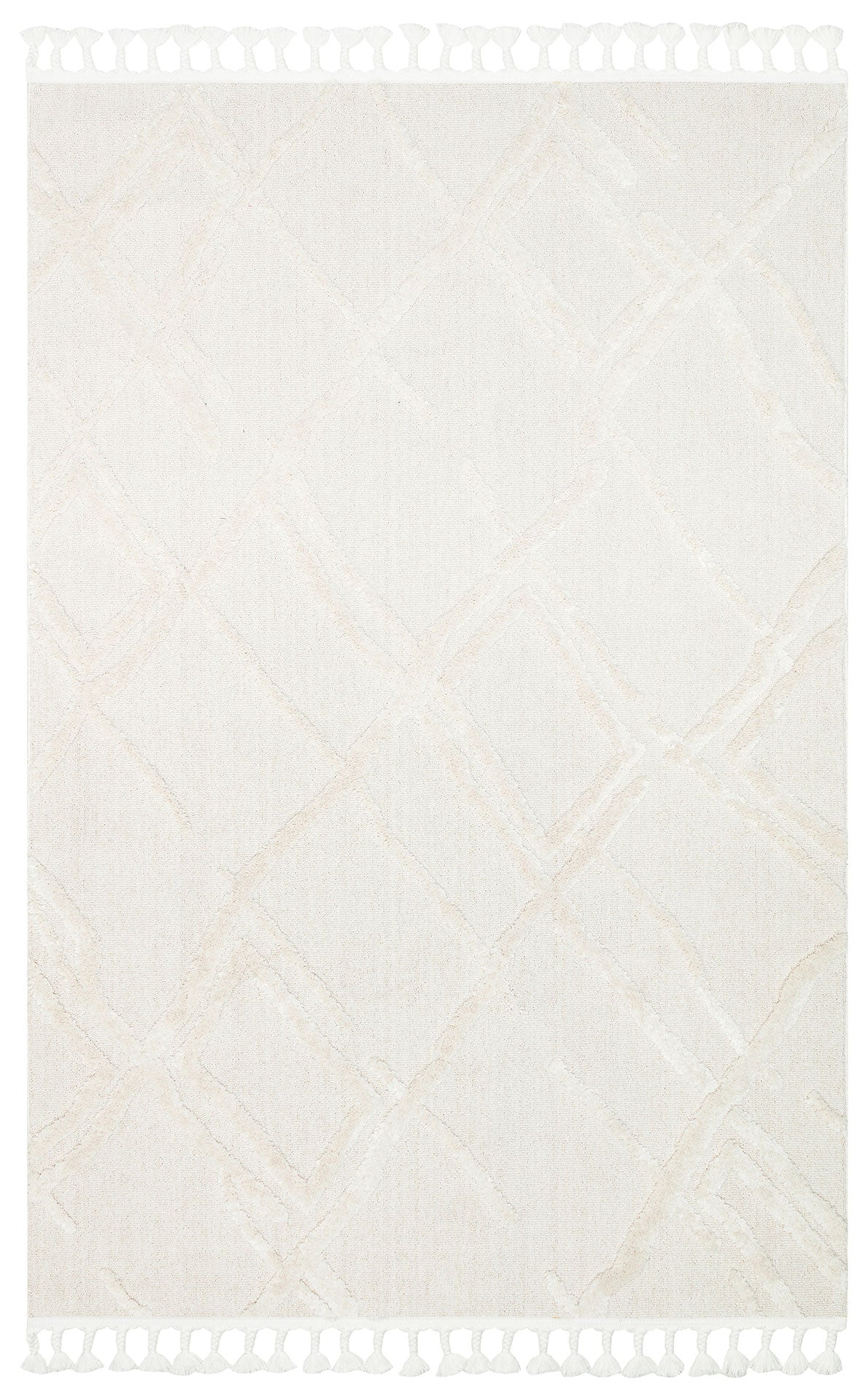 Antiallergic Modern Scandinavian Carpet with White Soft Texture Ethnic Knitted Patterns