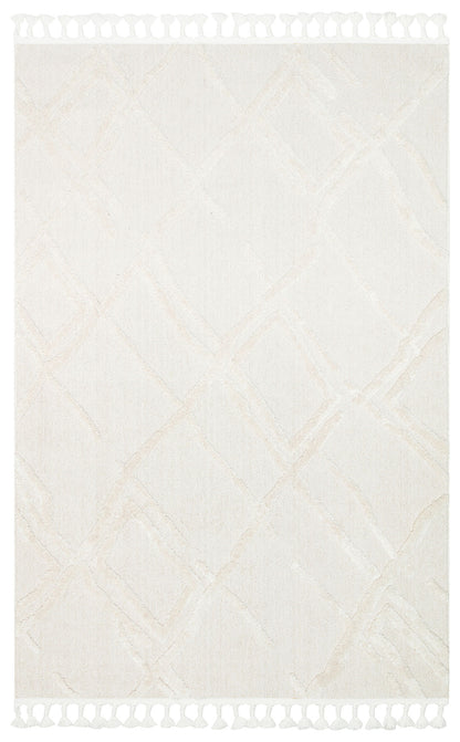 Antiallergic Modern Scandinavian Carpet with White Soft Texture Ethnic Knitted Patterns