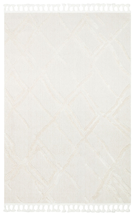 Antiallergic Modern Scandinavian Carpet with White Soft Texture Ethnic Knitted Patterns