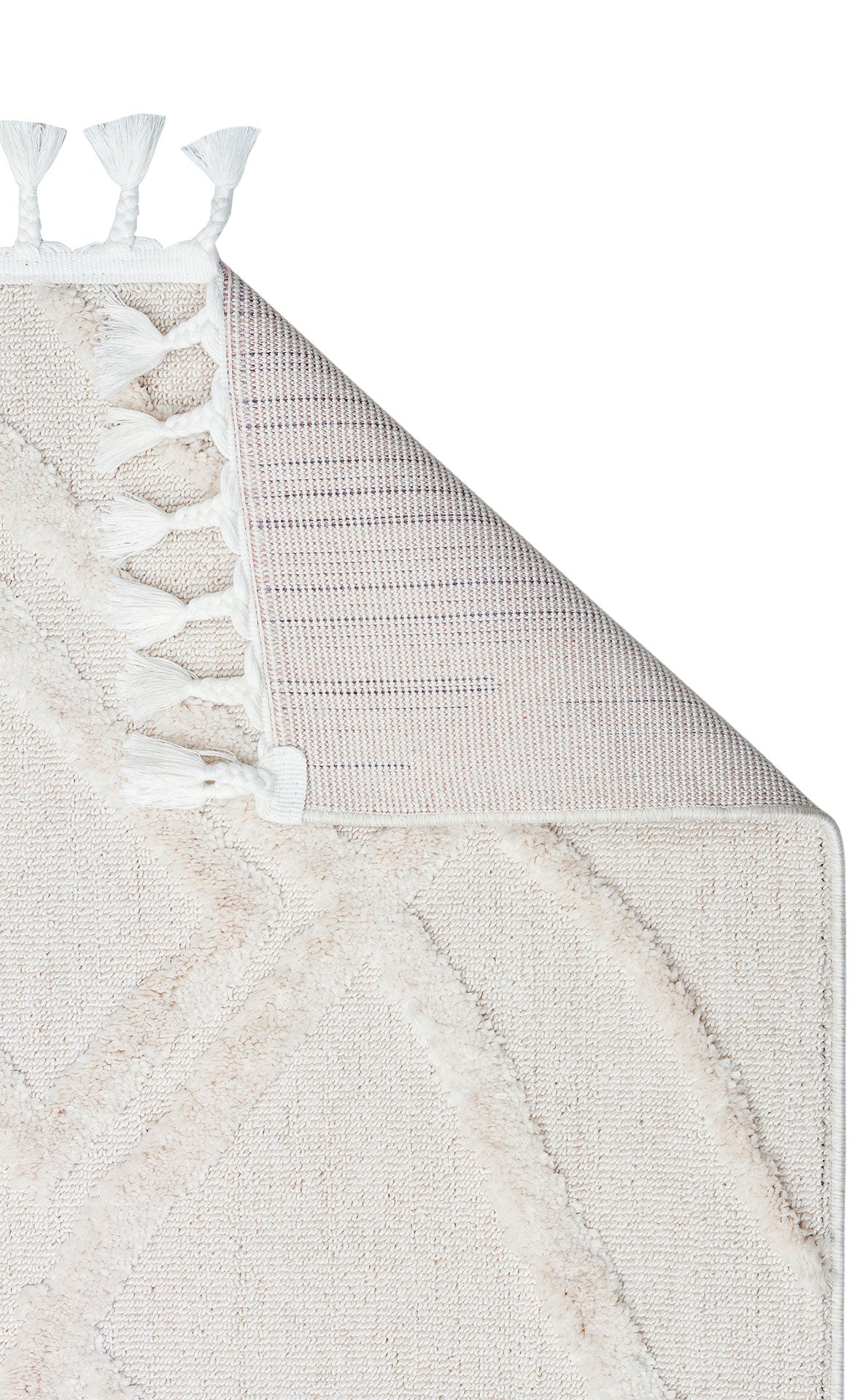 Antiallergic Modern Scandinavian Carpet with White Soft Texture Ethnic Knitted Patterns