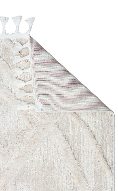 Antiallergic Modern Scandinavian Carpet with White Soft Texture Ethnic Knitted Patterns