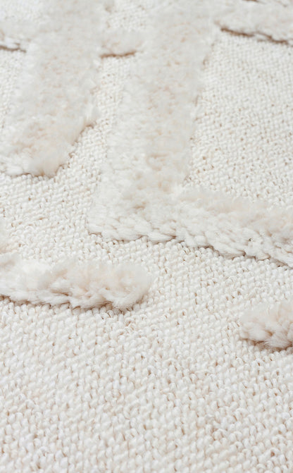 Antiallergic Modern Scandinavian Carpet with White Soft Texture Ethnic Knitted Patterns