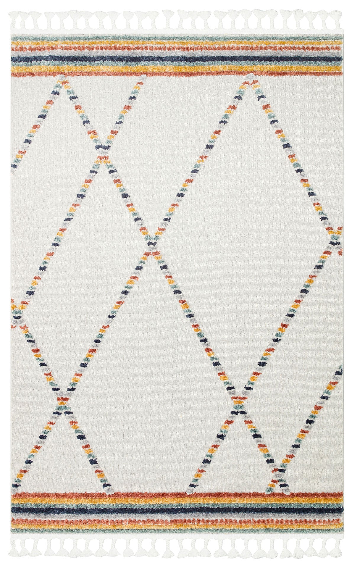 Antiallergic Modern Scandinavian Carpet with Colorful Soft Textured Ethnic Knitted Patterns