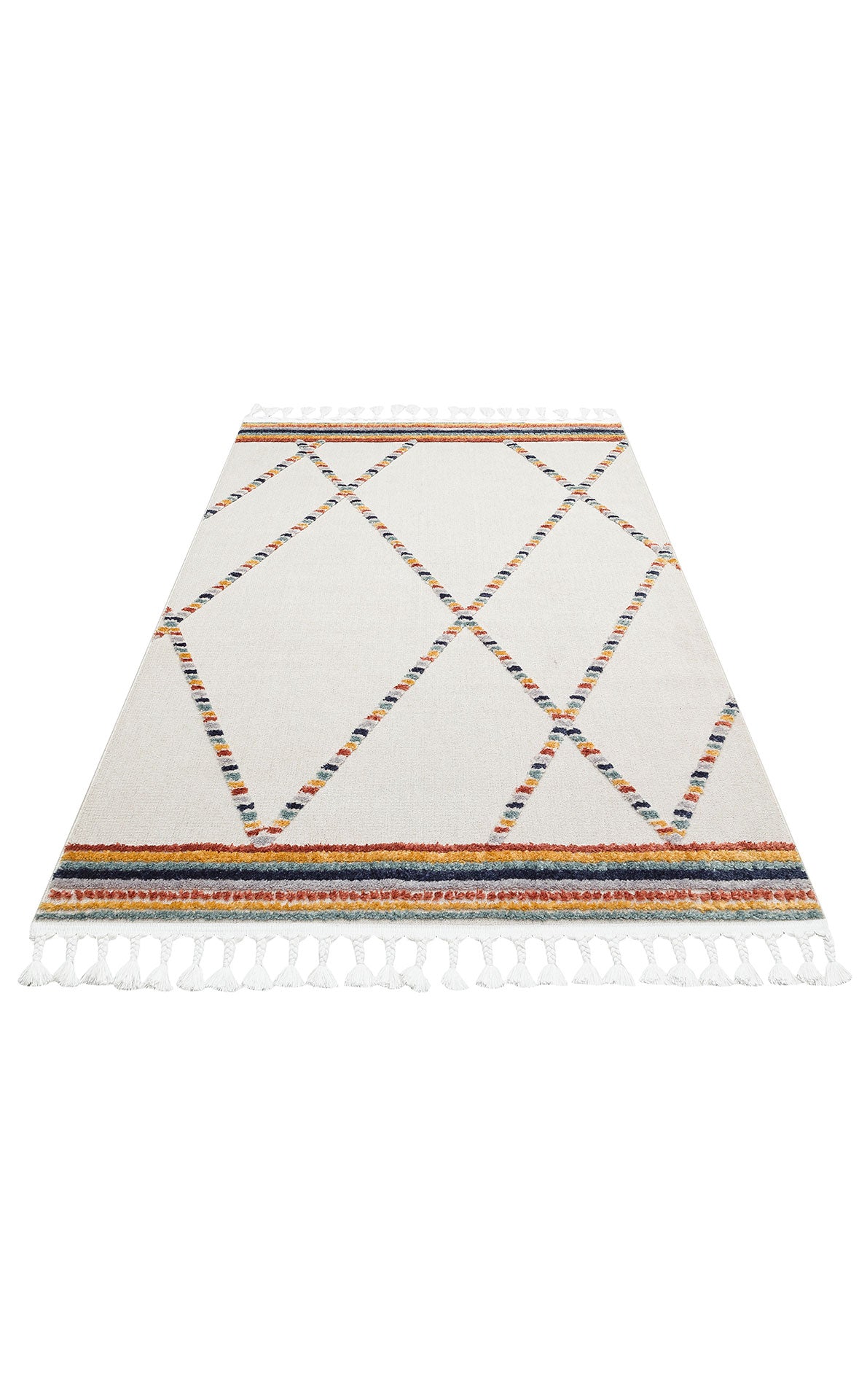 Antiallergic Modern Scandinavian Carpet with Colorful Soft Textured Ethnic Knitted Patterns