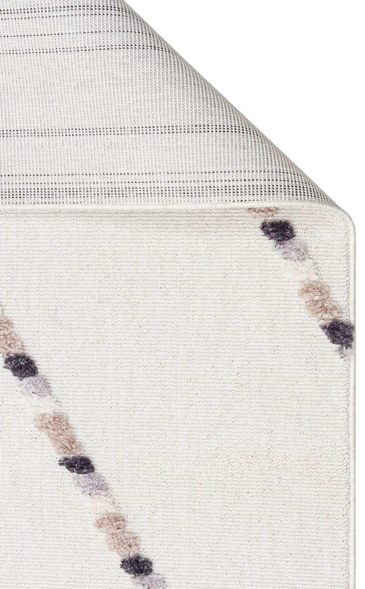 White Beige Soft Textured Antiallergic Modern Scandinavian Carpet with Ethnic Knitted Patterns