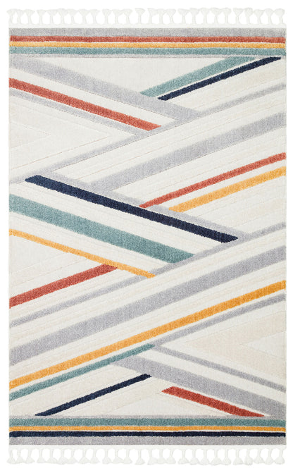 Antiallergic Modern Scandinavian Carpet with Colorful Soft Textured Ethnic Knitted Patterns