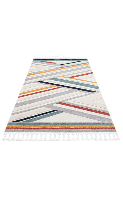 Antiallergic Modern Scandinavian Carpet with Colorful Soft Textured Ethnic Knitted Patterns