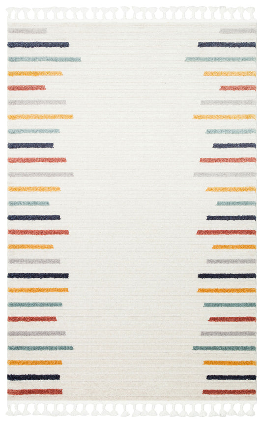 Antiallergic Modern Scandinavian Carpet with Colorful Soft Textured Ethnic Knitted Patterns