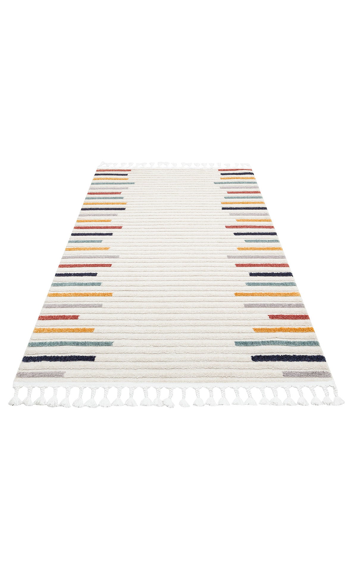 Antiallergic Modern Scandinavian Carpet with Colorful Soft Textured Ethnic Knitted Patterns