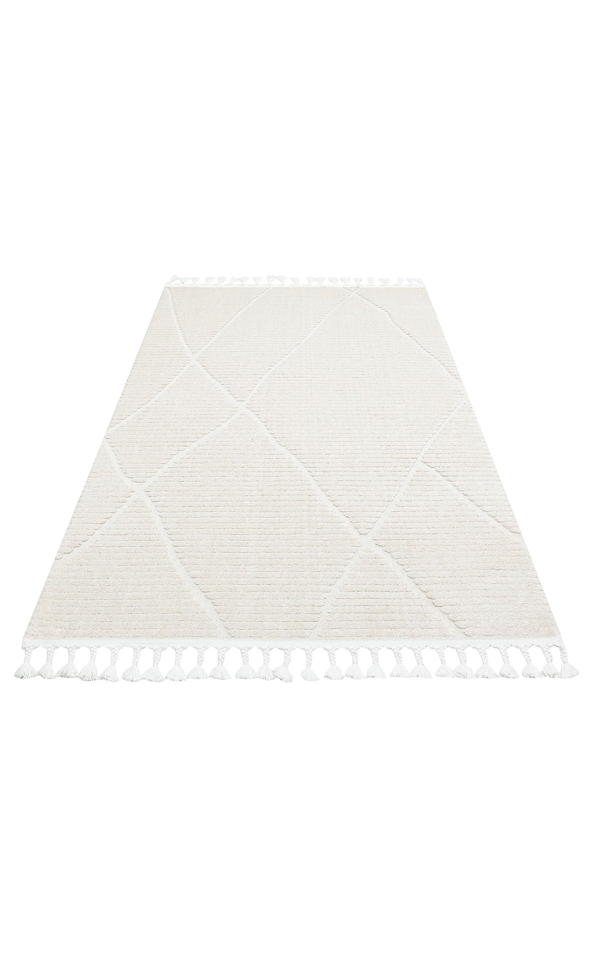 Antiallergic Modern Scandinavian Carpet with White Soft Texture Ethnic Knitted Patterns