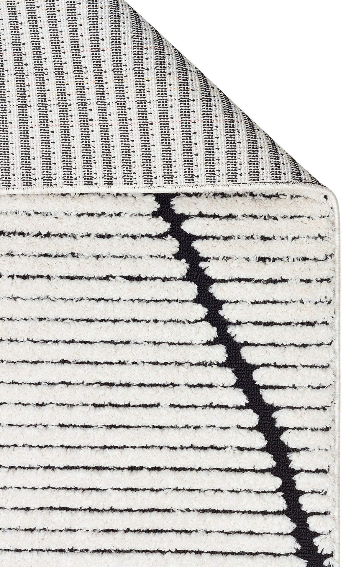 White Black Soft Textured Antiallergic Modern Scandinavian Carpet with Ethnic Knitted Patterns