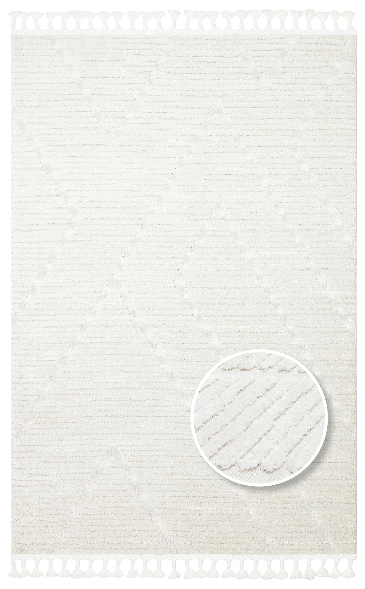 Antiallergic Modern Scandinavian Carpet with White Soft Texture Ethnic Knitted Patterns