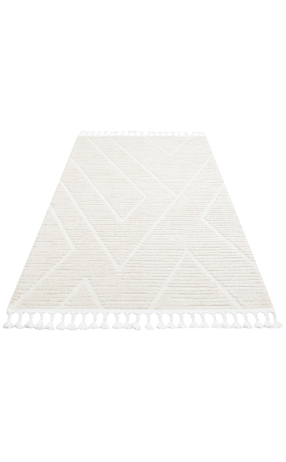 Antiallergic Modern Scandinavian Carpet with White Soft Texture Ethnic Knitted Patterns