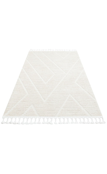 Antiallergic Modern Scandinavian Carpet with White Soft Texture Ethnic Knitted Patterns