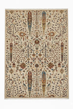 Iranian Hand-Woven Tree of Life Pattern Rug - Original Wool Classic Cream Living Room Rug