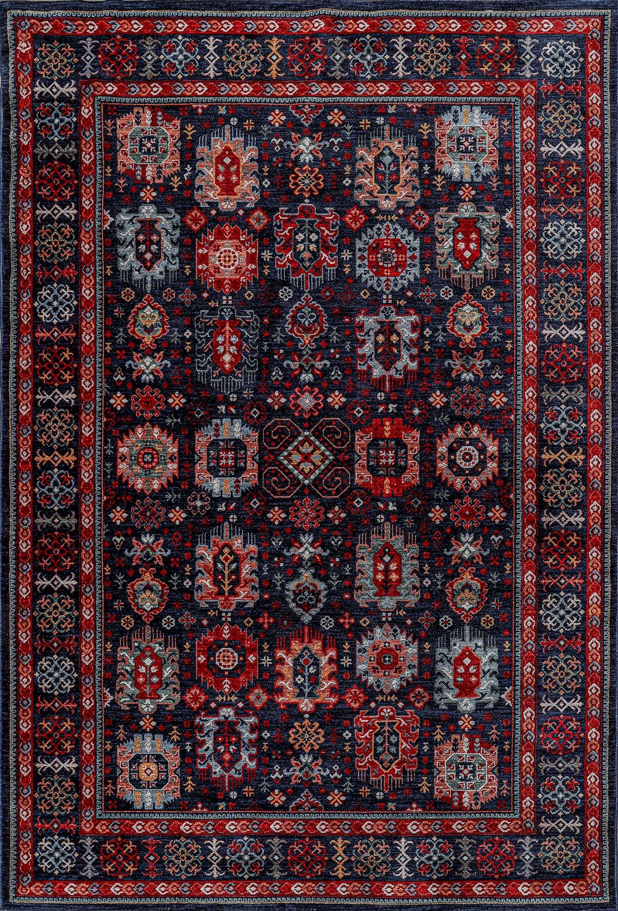 Anatolia Kırmızı Vintage Pers Desenli Yumuşak Tüylü Makine Halısı | Salon Oturma Odası Koridor Yolluk Halı Otantik