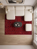 Anatolia Kırmızı Anadolu Motifli Yumuşak Dokulu Premium Makine Halısı | Salon Oturma Odası Koridor Yolluk Halı Zarif