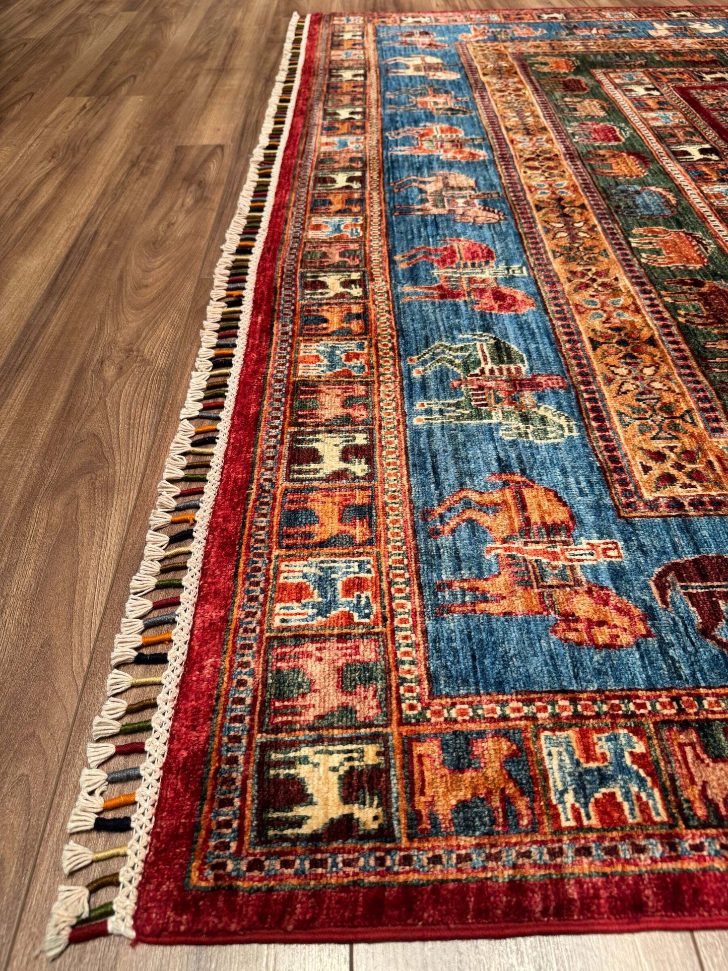 Pazyryk Handwoven Root Dye Wool Rug 200x310 Turkish Knot Original Historical Pattern - Multicolored