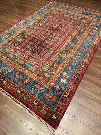 Pazyryk Handwoven Root Dye Wool Rug 200x310 Turkish Knot Original Historical Pattern - Multicolored