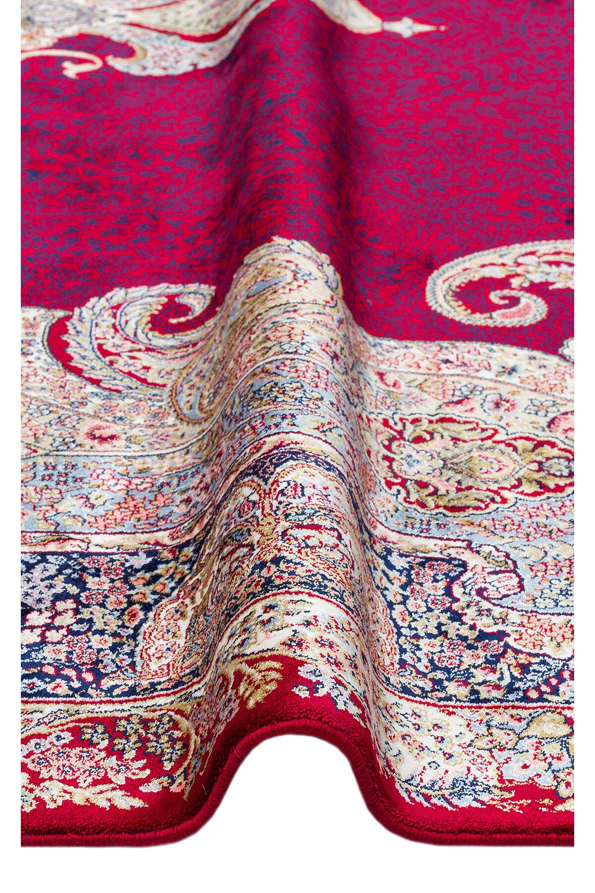 İpek Harem Serisi Bambu İplik Bordo Salon Halısı Klasik Desenli Sık Dokuma Doğal Yumuşak Dokulu