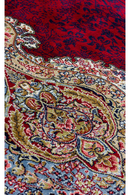 İpek Harem Serisi Bambu İplik Bordo Salon Halısı Klasik Desenli Sık Dokuma Doğal Yumuşak Dokulu