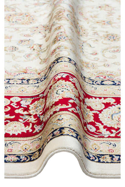 Silk Harem Series Bamboo Yarn Red Cream Living Room Rug Classic Pattern Tightly Woven Natural Soft Texture