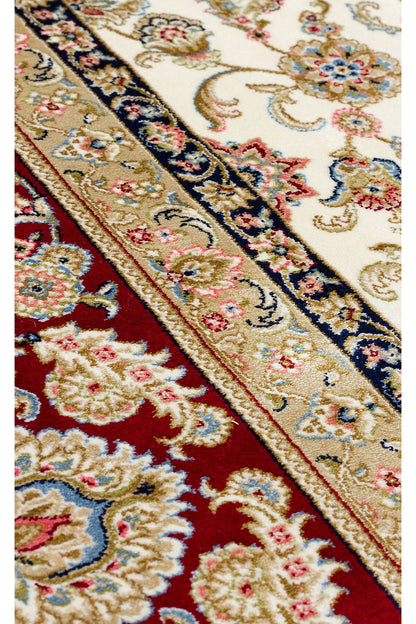 Silk Harem Series Bamboo Yarn Red Cream Living Room Rug Classic Pattern Tightly Woven Natural Soft Texture