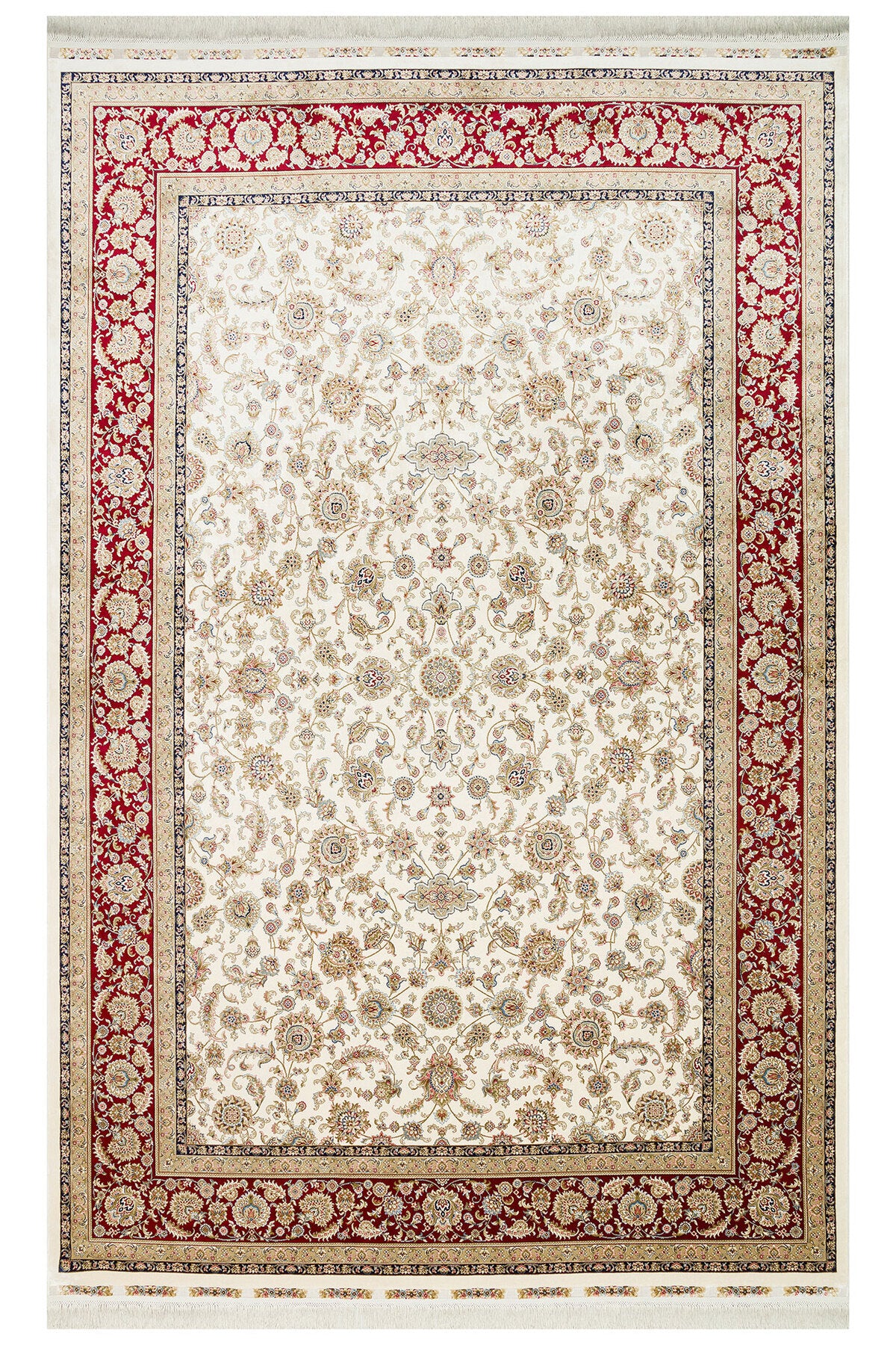 Silk Harem Series Bamboo Yarn Red Cream Living Room Rug Classic Pattern Tightly Woven Natural Soft Texture