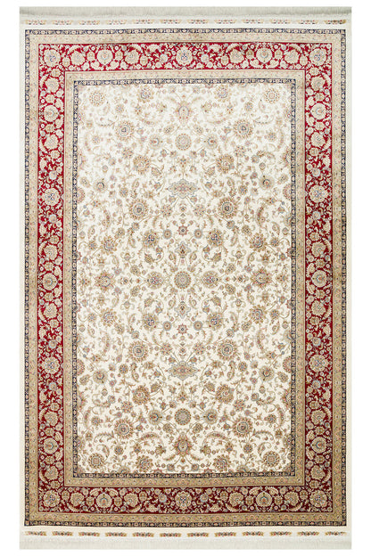 Silk Harem Series Bamboo Yarn Red Cream Living Room Rug Classic Pattern Tightly Woven Natural Soft Texture