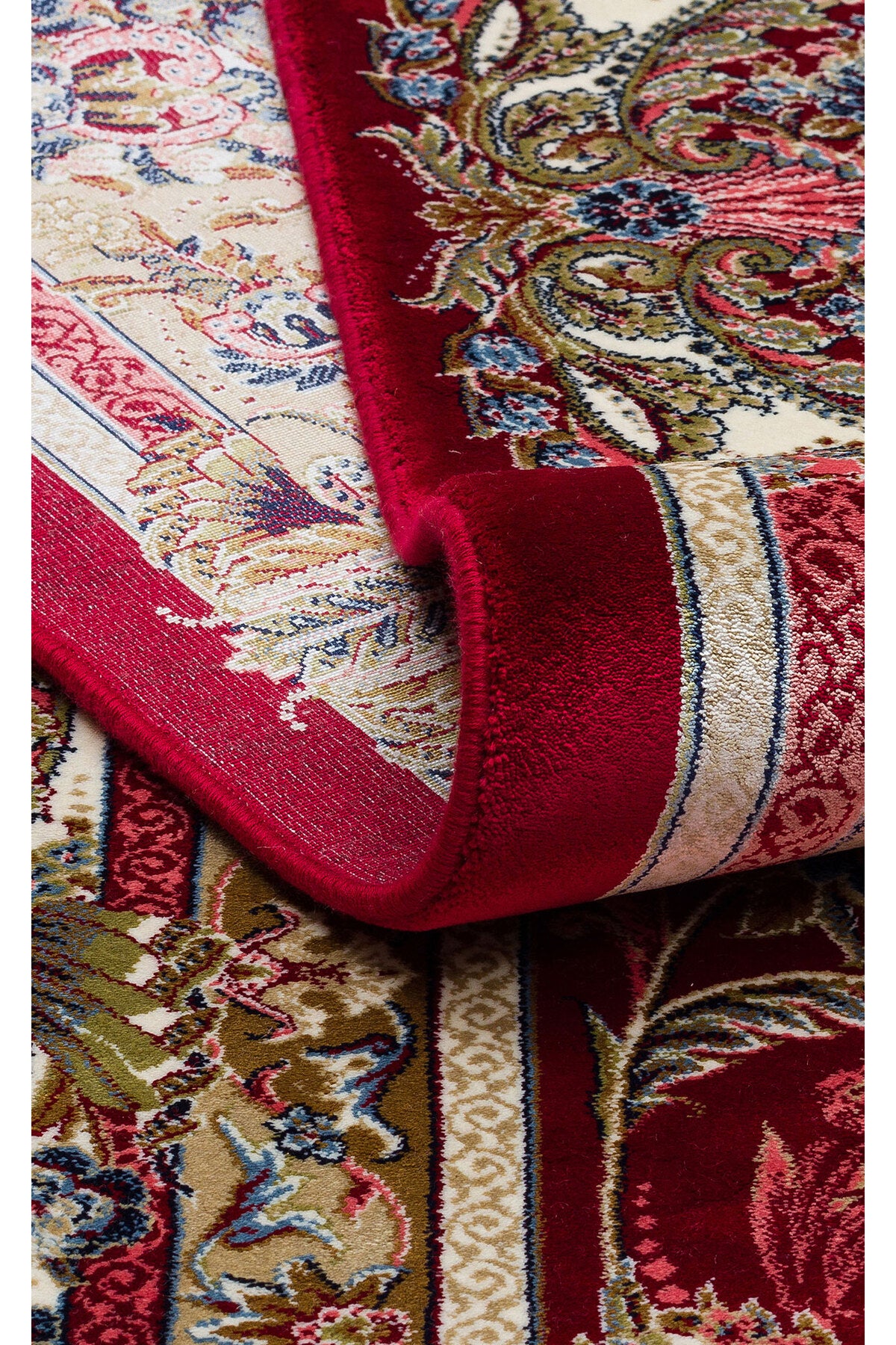 İpek Harem Serisi Bambu İplik Kırmızı Salon Halısı Klasik Desenli Sık Dokuma Doğal Yumuşak Dokulu