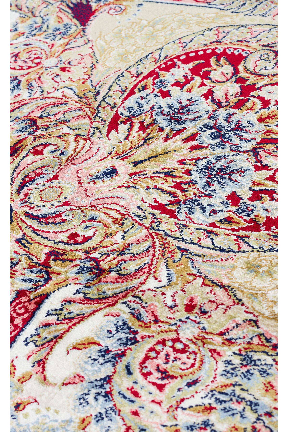 İpek Harem Serisi Bambu İplik Kırmızı Salon Halısı Klasik Desenli Sık Dokuma Doğal Yumuşak Dokulu