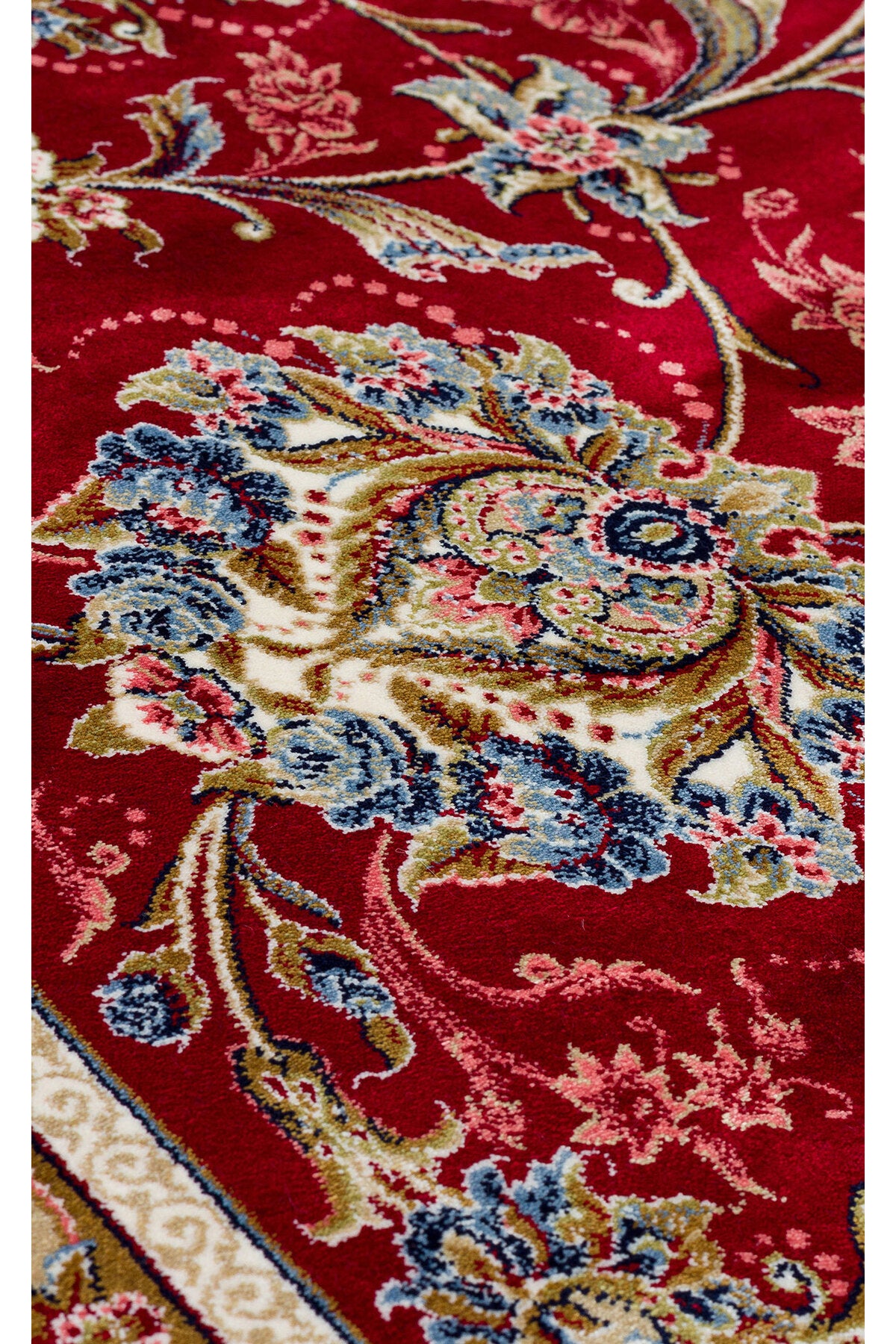 İpek Harem Serisi Bambu İplik Kırmızı Salon Halısı Klasik Desenli Sık Dokuma Doğal Yumuşak Dokulu