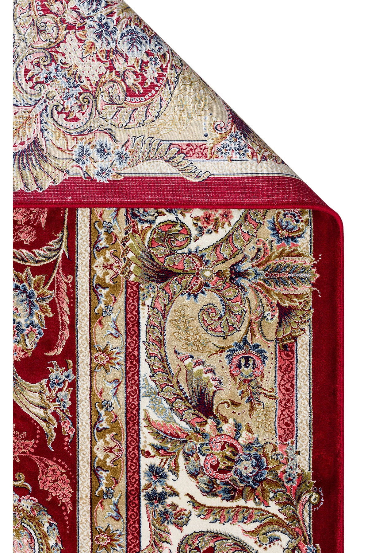 İpek Harem Serisi Bambu İplik Kırmızı Salon Halısı Klasik Desenli Sık Dokuma Doğal Yumuşak Dokulu