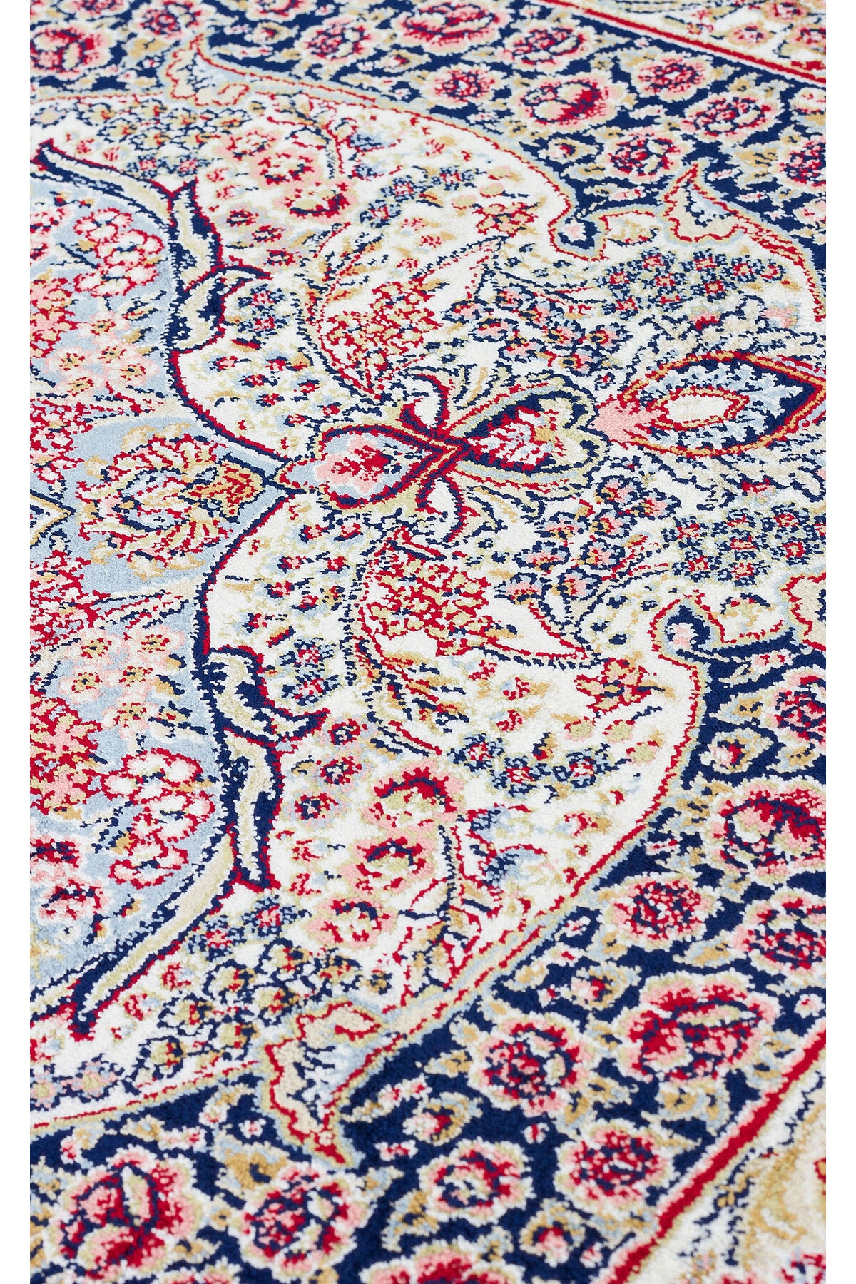 İpek Harem Serisi Bambu İplik Krem Salon Halısı Klasik Desen Sık Dokuma Doğal Yumuşak Dokulu