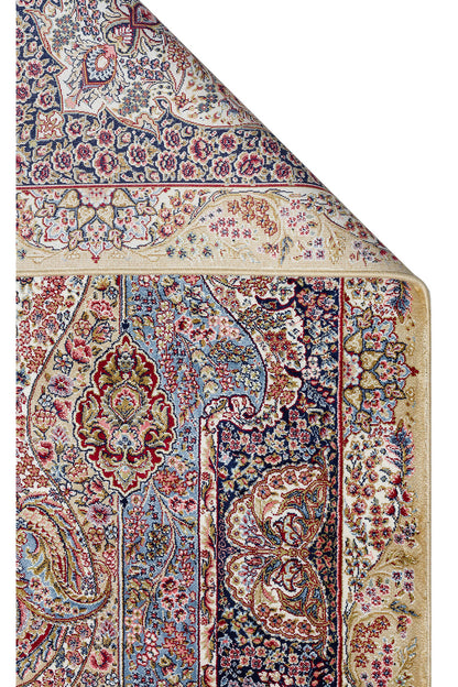 İpek Harem Serisi Bambu İplik Krem Salon Halısı Klasik Desen Sık Dokuma Doğal Yumuşak Dokulu