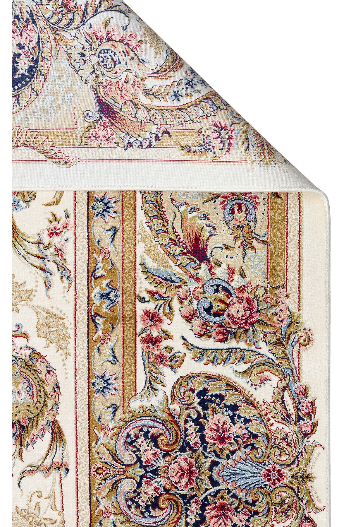 İpek Harem Serisi Bambu İplik Krem Salon Halısı Klasik Desenli Sık Dokuma Doğal Yumuşak Dokulu