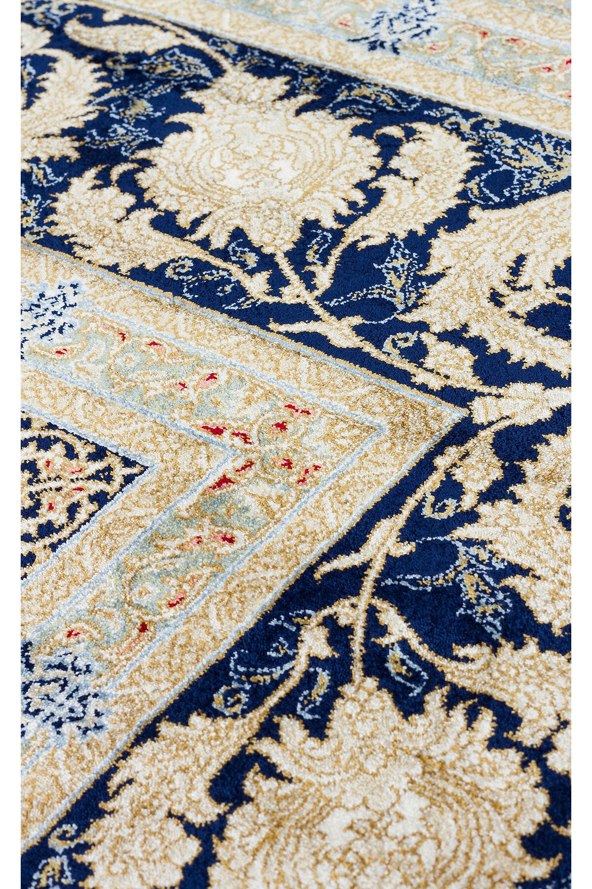 Silk Harem Series Bamboo Yarn Cream Living Room Rug, Classic Style Patterned, Tightly Woven, Naturally Soft Textured