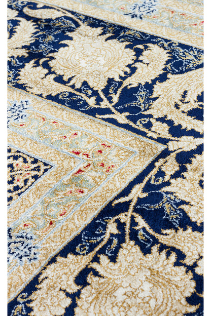 Silk Harem Series Bamboo Yarn Cream Living Room Rug, Classic Style Patterned, Tightly Woven, Naturally Soft Textured