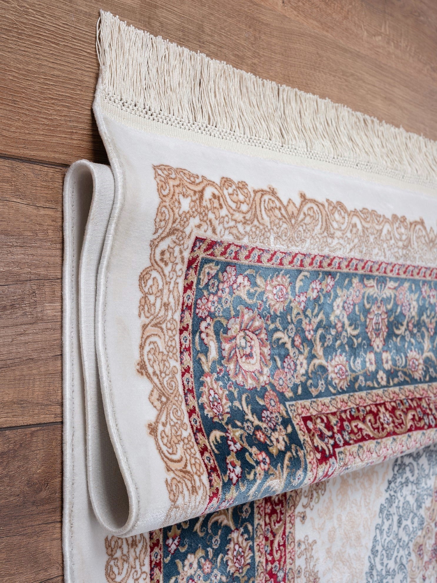 Tebriz Çok Renkli Vintage Pers Desenli İpeksi Dokulu Makine Halısı | Salon Oturma Odası Koridor Yolluk Otantik Lüks