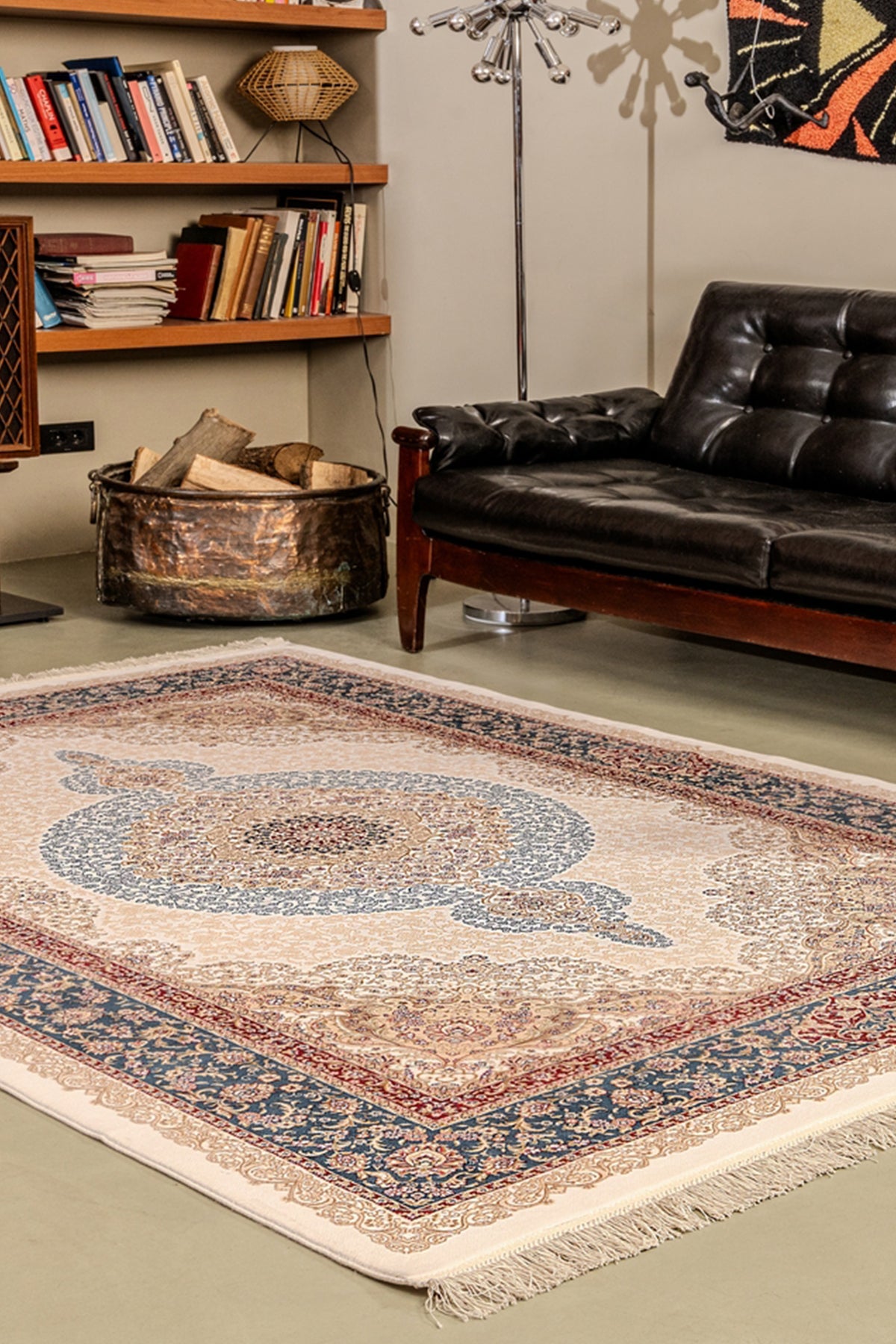 Tebriz Çok Renkli Vintage Pers Desenli İpeksi Dokulu Makine Halısı | Salon Oturma Odası Koridor Yolluk Otantik Lüks