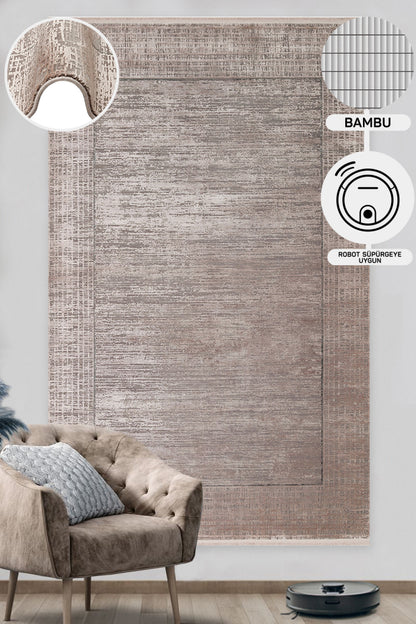 Luminous Bamboo Natural High Quality Closely Woven Modern High Low Textured Beige Living Room Carpet