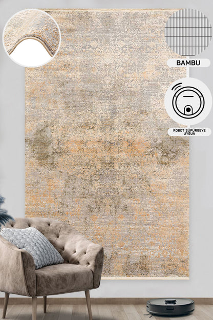 Sparkling Bamboo Natural High Quality Closely Woven Modern High Low Textured Gold Living Room Carpet