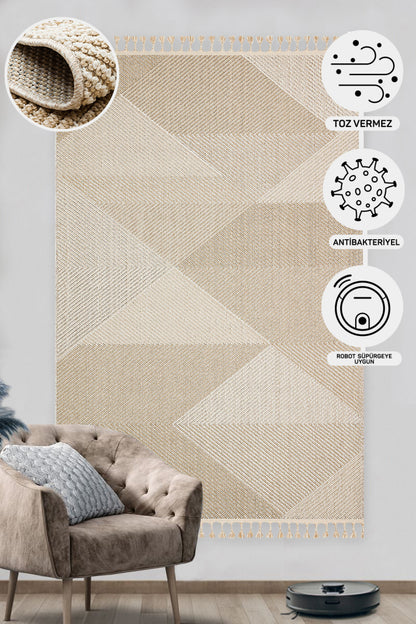 Scandinavian Knitted Loop Modern Soft Textured Antiallergic Beige Living Room Kitchen Hallway Carpet